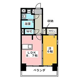 プレサンス上前津グレース 1LDKの間取図画像