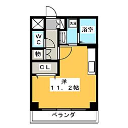 プレミアムキャッスル鶴舞 ワンルームの間取図画像