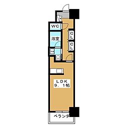 ディアレイシャス鶴舞公園 ワンルームの間取図画像