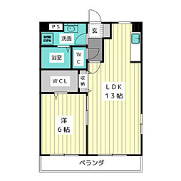 レーベンハイム 1LDKの間取図画像