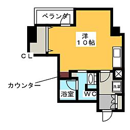 パークアクシス新栄 ワンルームの間取図画像