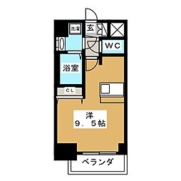 プレサンス上前津リラシス ワンルームの間取図画像