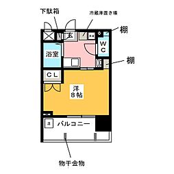 パルティール上前津 1Kの間取図画像
