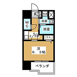 フローライト上前津 1Kの間取図画像