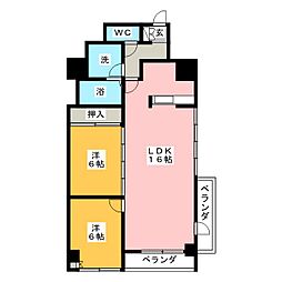 レジデンシア東別院 2LDKの間取図画像