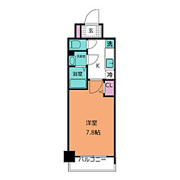 PONANT鶴舞公園 1Kの間取図画像