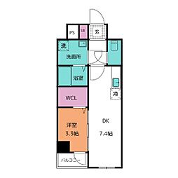 VERITASSHIRAKANE 1DKの間取図画像