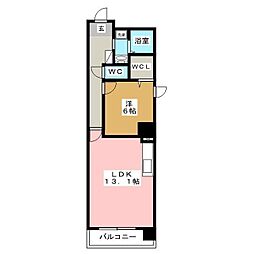 ディアコート千早 1LDKの間取図画像