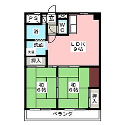 エステートほりかわ 2LDKの間取図画像