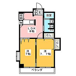 TRUSTY千代田 2LDKの間取図画像