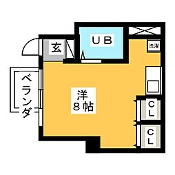アトリウム・前田 ワンルームの間取図画像