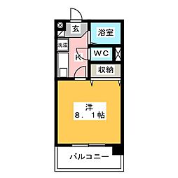 リバーサイドタカセ 1Kの間取図画像