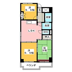 センターヒル橘 3LDKの間取図画像