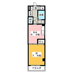 ルーミィ 1DKの間取図画像