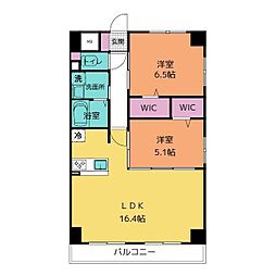 GRANDUKE高辻 2LDKの間取図画像