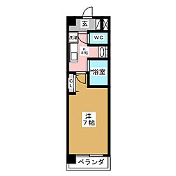 パークフラッツ金山 1Kの間取図画像