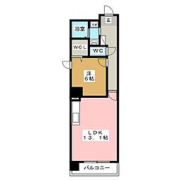 ディアコート千早 1LDKの間取図画像