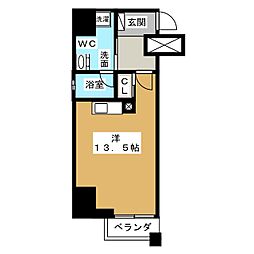 アーデン東別院 ワンルームの間取図画像