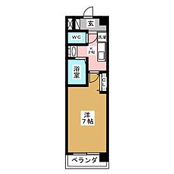 パークフラッツ金山 1Kの間取図画像