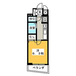 プレサンス大須観音駅前サクシード 1Kの間取図画像