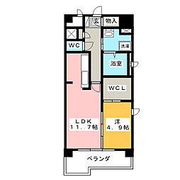 ヒルズ橘の杜 1LDKの間取図画像