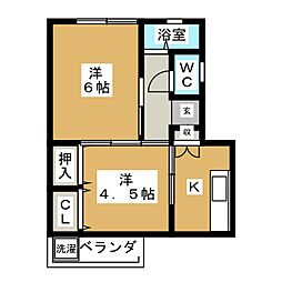 長谷川ビル 2Kの間取図画像