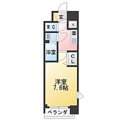 プレサンス久屋大通公園エアリー 1Kの間取図画像