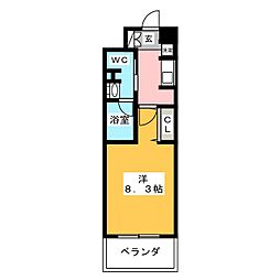 パークアクシス名古屋山王 1Kの間取図画像