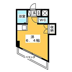 アヴァーンスF ワンルームの間取図画像