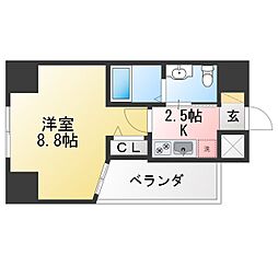 エステムプラザ名古屋・栄プレミアム 1Kの間取図画像