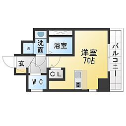 スクエアアパートメント ワンルームの間取図画像