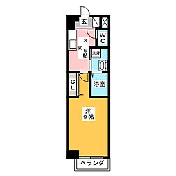 リシュドール鶴舞公園 1Kの間取図画像
