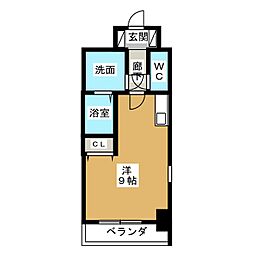 アレーヌコート金山 ワンルームの間取図画像