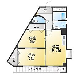 Medio18 2LDKの間取図画像