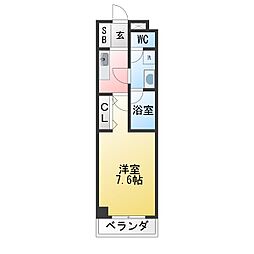 メリヴ鶴舞 1Kの間取図画像