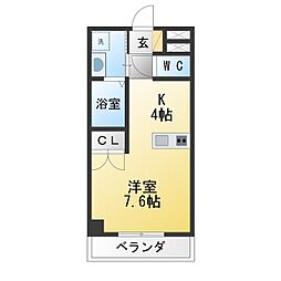 プレサンスSAKAE白川公園 ワンルームの間取図画像