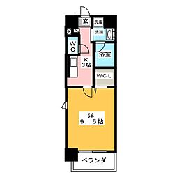 パティオ・エスペランサ 1Kの間取図画像