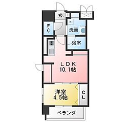 プレミアムコート大須 1LDKの間取図画像