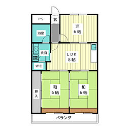 宝ハイツ 3LDKの間取図画像