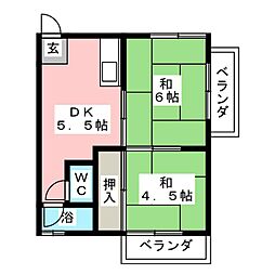 第2八千代コーポ 2DKの間取図画像