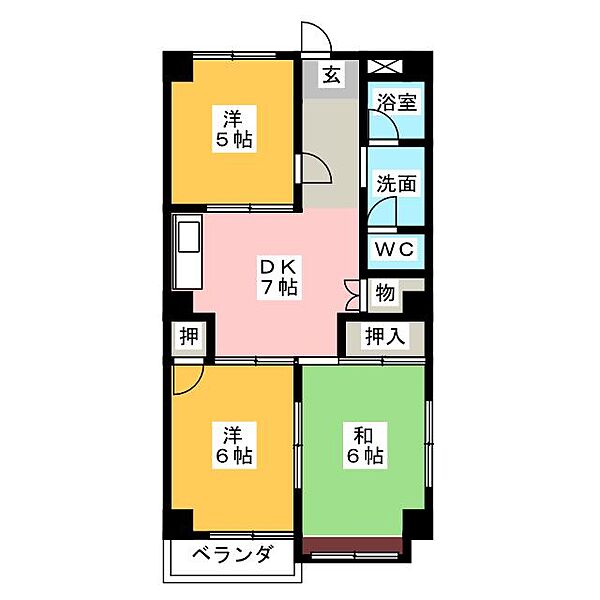 スカイハイツ森孝 ｜愛知県名古屋市守山区四軒家２丁目(賃貸マンション3DK・4階・58.32㎡)の写真 その2