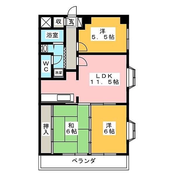 レジデンス梅村 ｜愛知県名古屋市守山区森孝１丁目(賃貸マンション3LDK・2階・61.11㎡)の写真 その2