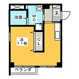 サンフラワー1 ワンルームの間取図画像