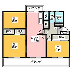 藤の木団地2号棟 3LDKの間取図画像