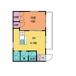 デューク向台 1DKの間取図画像