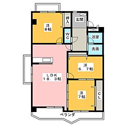 ハイムビーオール 3LDKの間取図画像