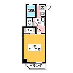セレーブル長久手 1Kの間取図画像