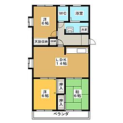 一社デューゼ 3LDKの間取図画像