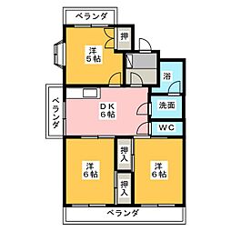 ライフ新緑 3DKの間取図画像