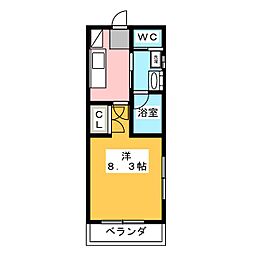 アールズコート明が丘 1Kの間取図画像